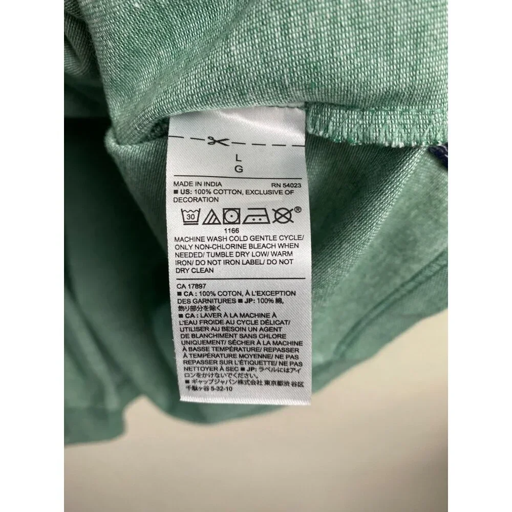 Banana Republic Organic Cotton Polo Shirt Men size Large Green Golf Short Sleeve